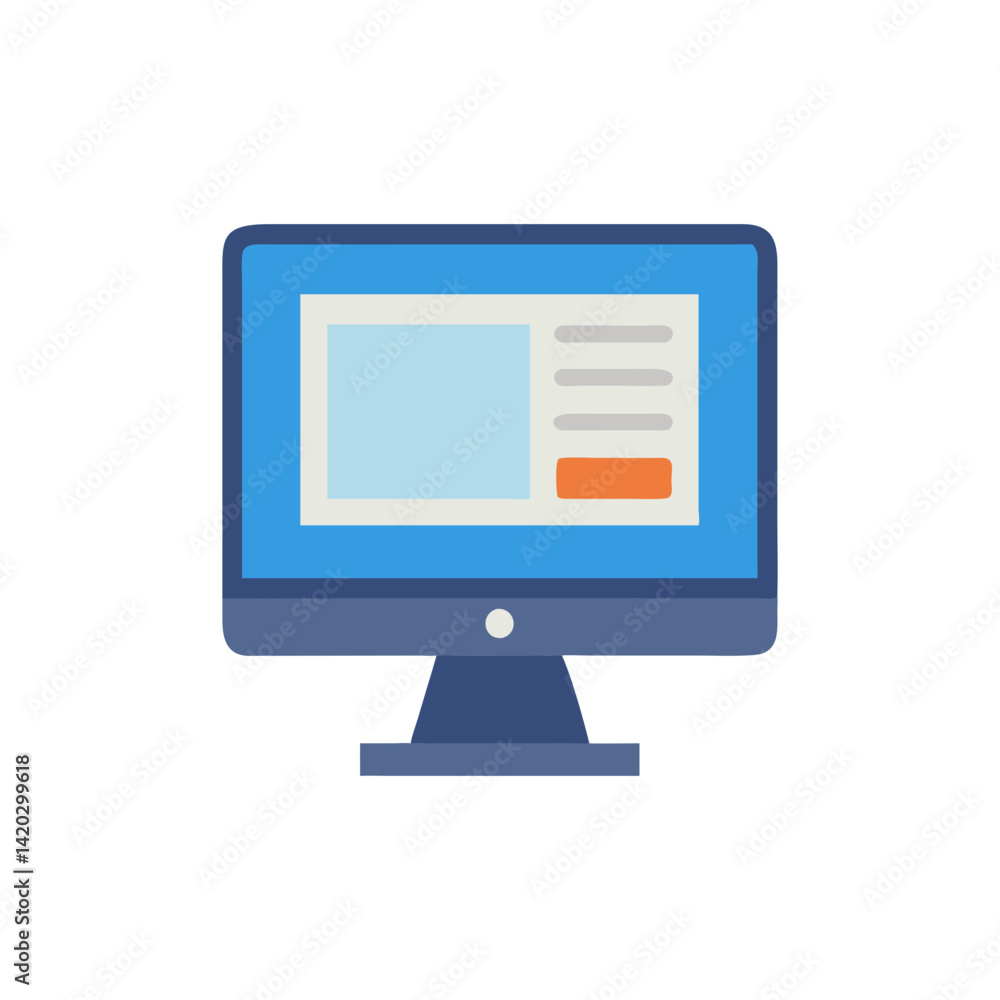 Modern computer flat icon on a black background Modern computer flat icon on a black background