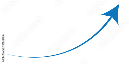 Round curl long arrow. Thin arrow curled symbol icon. Arrow swish sign.	