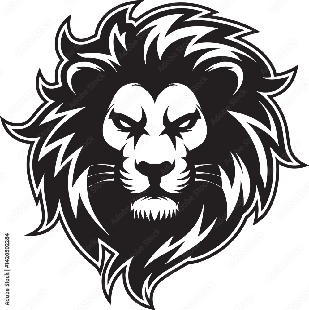 Obraz premium Fierce Lion Head Vector Illustration With Bold Mane
