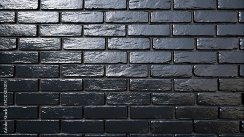  Seamless pattern of a black brick wall with glossy paint  creating a sleek and modern minimalist wallpaper aesthetic. 
