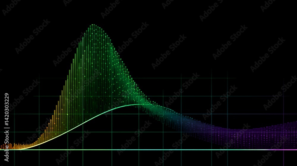 Spectrum Analysis Graphic of Data Display with Wavy Overlay in Dynamic Visualization Design.