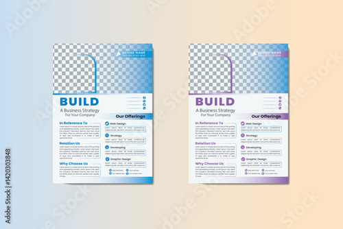 Modern Corporate Business Flyer Template—Dual Color Gradient Layout for Marketing & Strategy