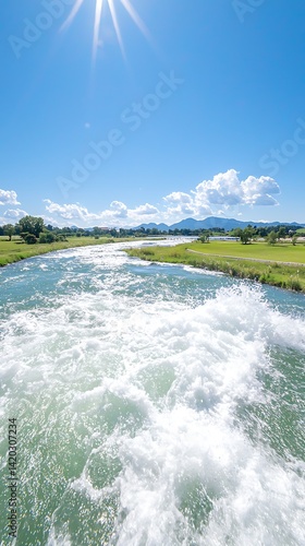 River Flowing, Sunny Day