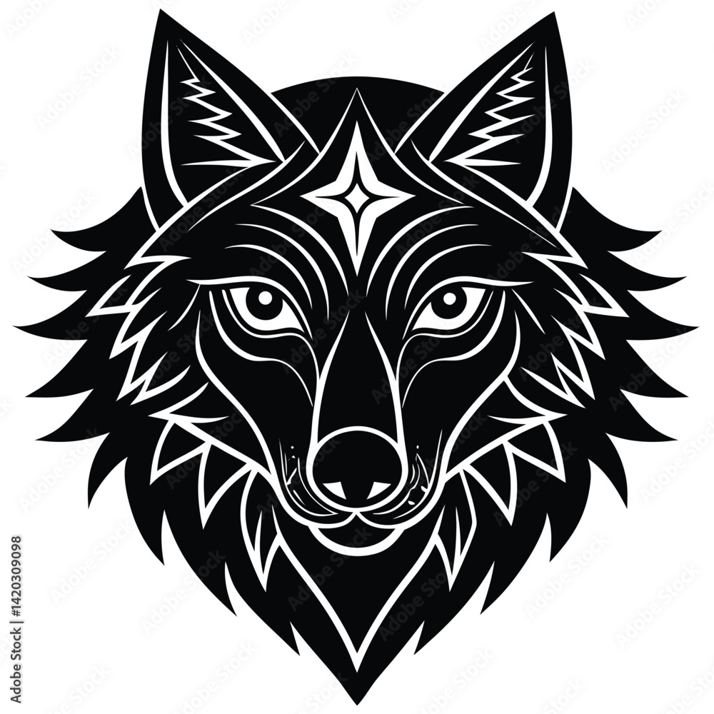 Obraz premium Wolf Head Stylized Illustration