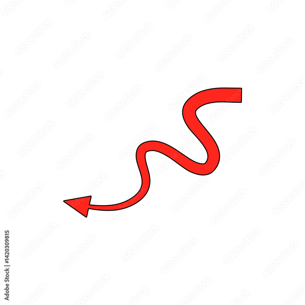 Red devil tail with arrow. Vector illustration Red devil tail with arrow. Vector illustration