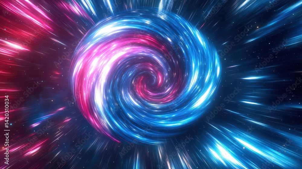 Vivid swirl of blue and pink light in a cosmic vortex, creating a sense of speed and infinite movement in space. Vivid swirl of blue and pink light in a cosmic vortex, creating a sense of speed and infinite movement in space.