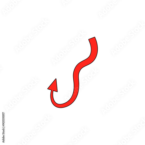 Red devil tail with arrow. Vector illustration