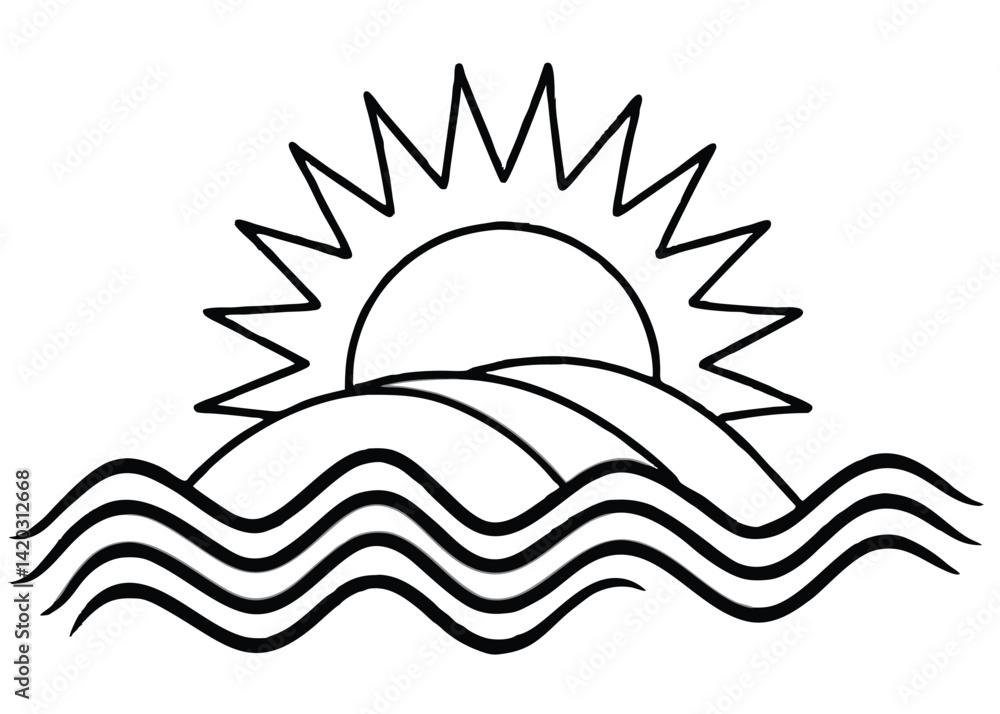 Obraz premium Heatwave line art silhouette vector