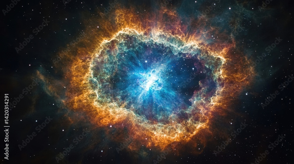 A Colorful Nebula Glowing in Space with Bright Stars and Cosmic Dust A Colorful Nebula Glowing in Space with Bright Stars and Cosmic Dust