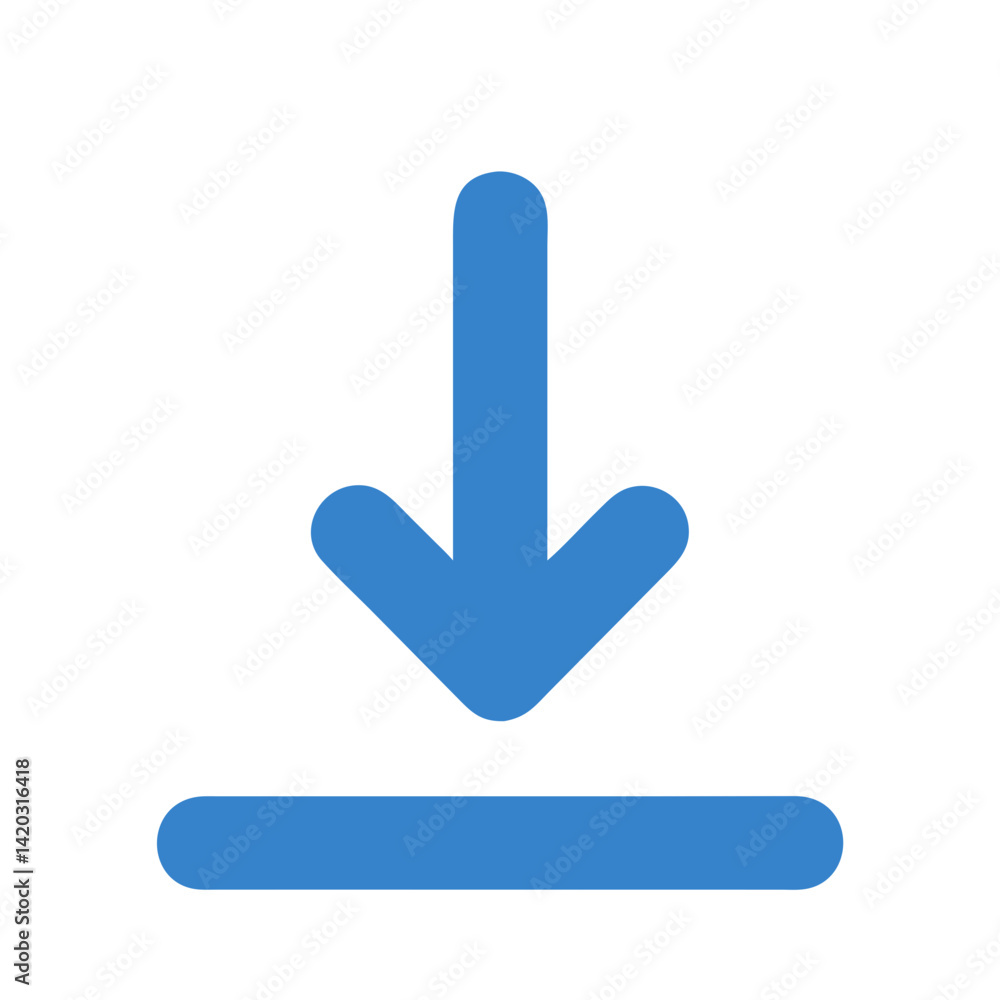 Download Icon: A clear, graphic representation of a downward arrow above a horizontal line, symbolizing the action of downloading or receiving data. Download Icon: A clear, graphic representation of a downward arrow above a horizontal line, symbolizing the action of downloading or receiving data.