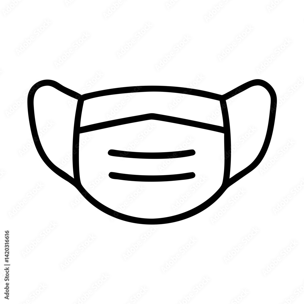 Obraz premium Protective Shield: A minimalist outline of a medical mask. It symbolizes protection, hygiene, and safety, evoking a sense of security.