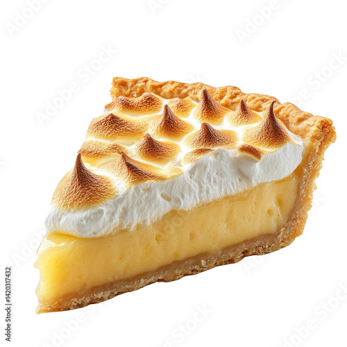 Delicious lemon meringue pie slice dessert bakery sweet treat food photo on transparent background