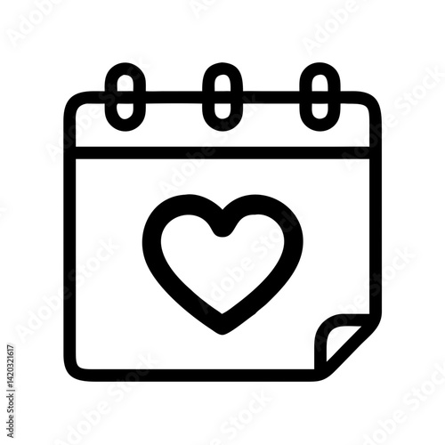 Calendar with Heart Symbol Icon Representing Wedding Date and Romantic Event Planning