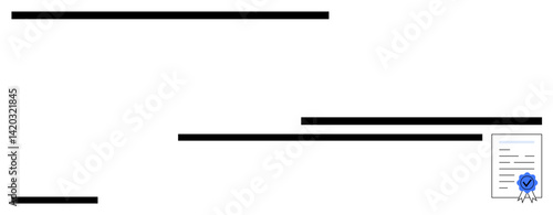 Official paper design featuring certified blue seal in the corner, symbolizing approval, validation, security, and trust. Ideal for authorization, contracts, agreements, achievement certificates