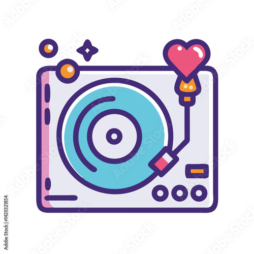 DJ Turntable Icon Representing Wedding Party Entertainment and Music