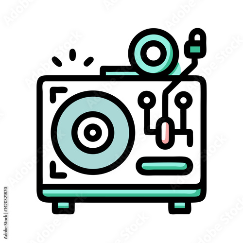 DJ Turntable Icon Representing Wedding Party Entertainment and Music