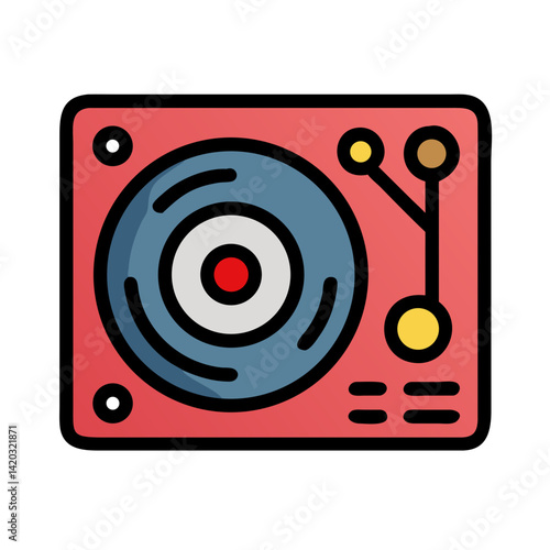 DJ Turntable Icon Representing Wedding Party Entertainment and Music