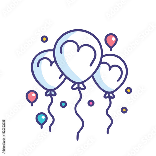Floating Balloons Icon Representing Wedding Celebration and Joyful Atmosphere