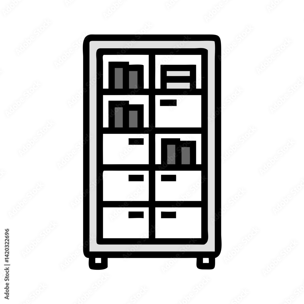 Tall Cabinet with Shelves Icon Representing Organization and Storage Solution Tall Cabinet with Shelves Icon Representing Organization and Storage Solution