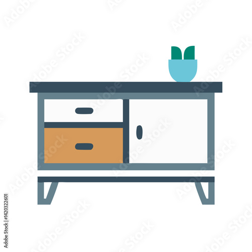 Sideboard with Shelf Icon Representing Multifunctional Storage Furniture