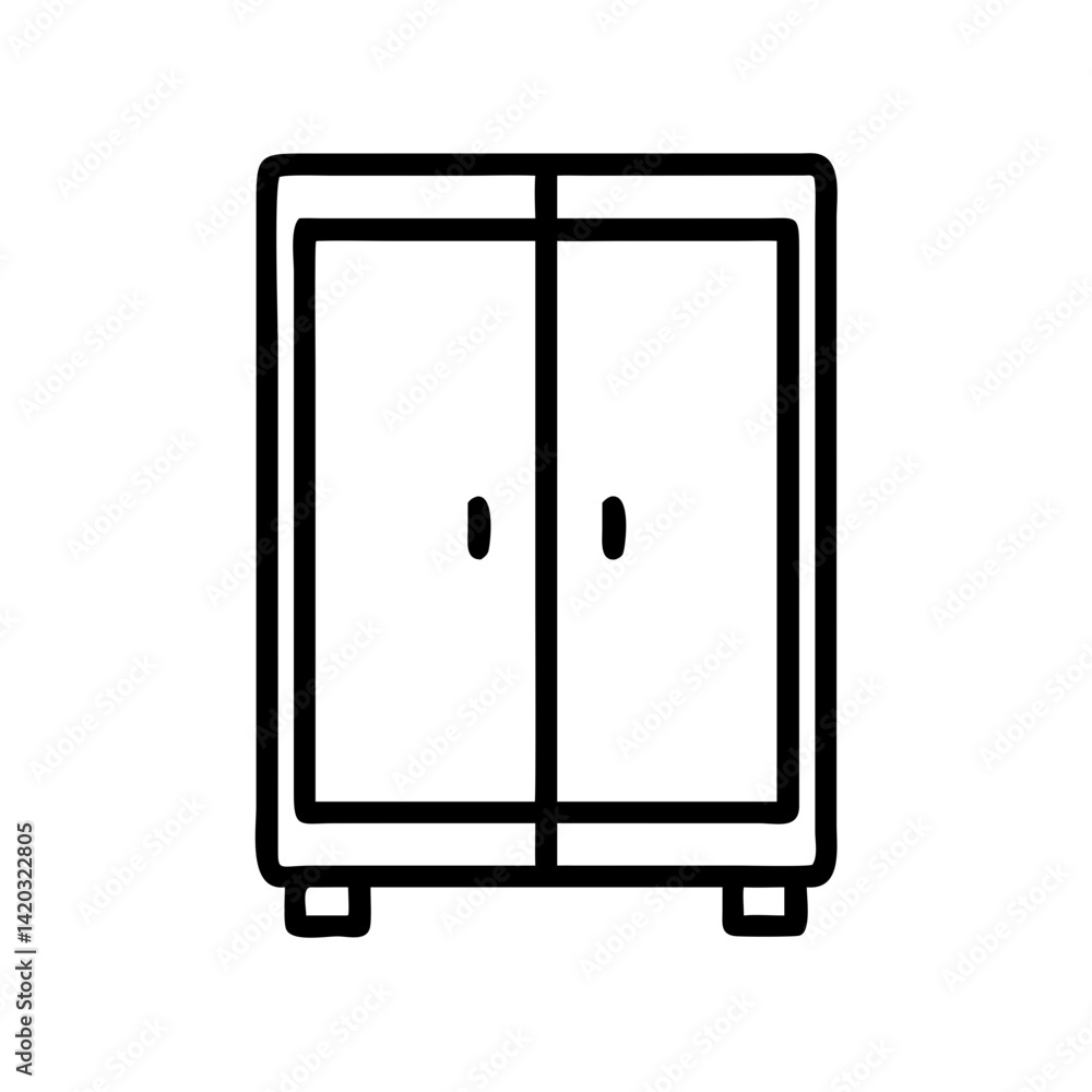 Two-Door Wardrobe Icon Representing Clothes Storage Furniture Two-Door Wardrobe Icon Representing Clothes Storage Furniture