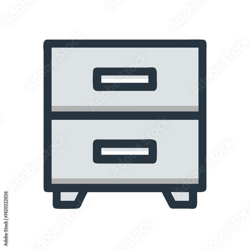 Two-Drawer Cabinet Icon Representing Compact Storage Furniture