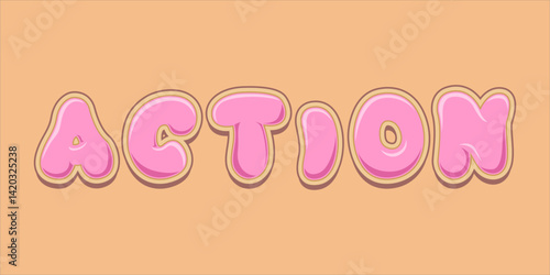 typography ACTION word art illustration, editable text effect, eps file format	