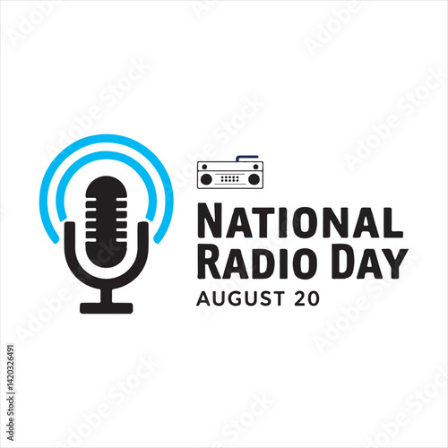 National Radio Day Logo Design,Radio Broadcast Celebration Icon,Vintage Microphone and Radio Symbol,National Radio Day Vector Illustration,Audio Broadcasting and Communication Logo