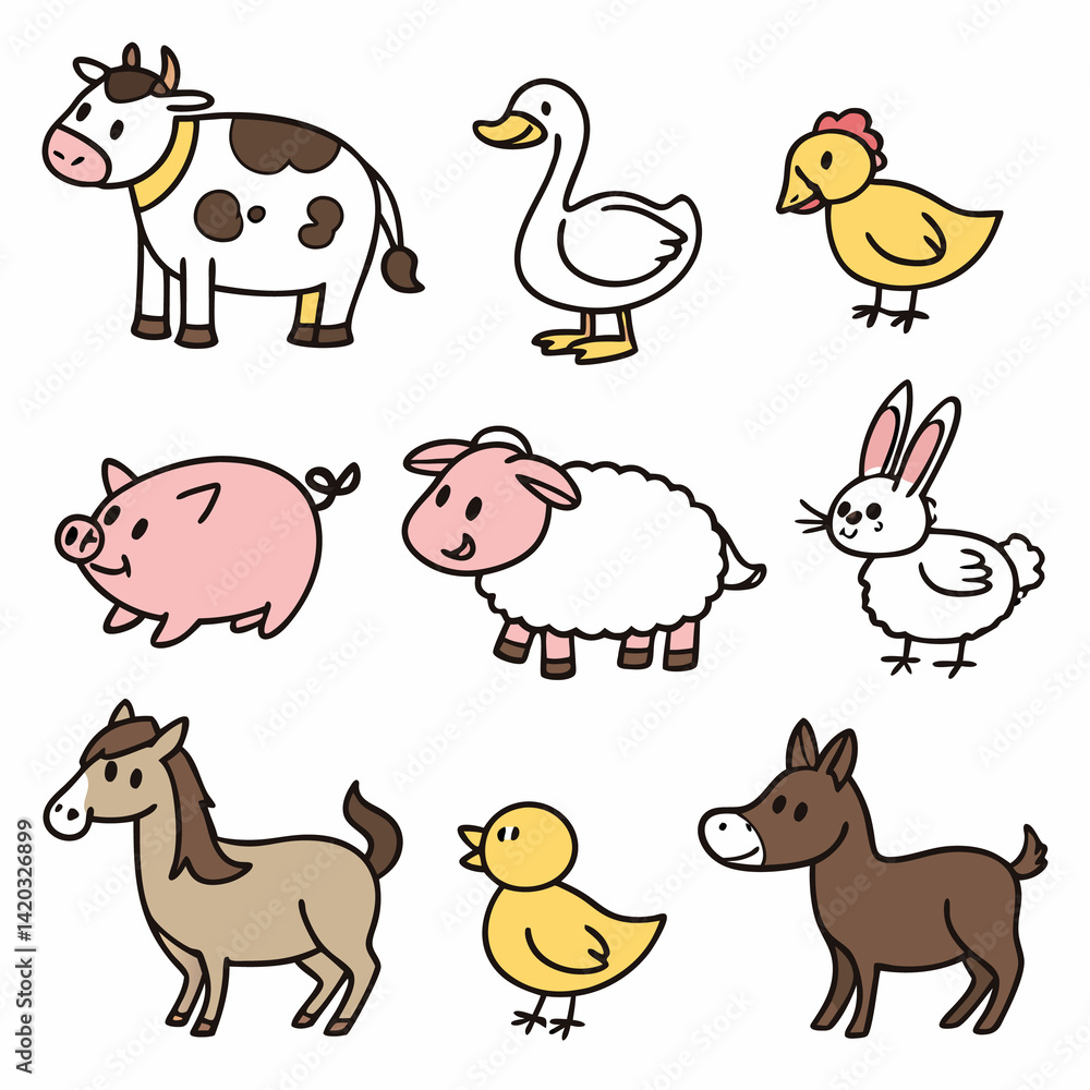Obraz premium farm animals collection