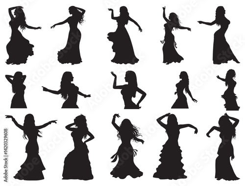 BELLY DANCER SILHOUETTE WHITE BACKGROUND