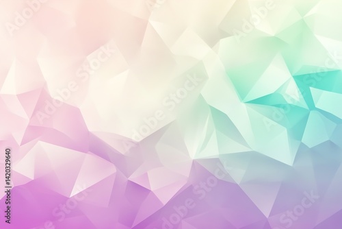 
Minimalist Banner Background with Soft Gradients from Lavender to Mint Green, Featuring Abstract Triangular Shapes and Subtle Geometric Circle Patterns


