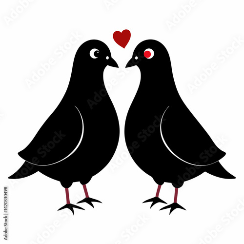 Love pigeons vector art illustration