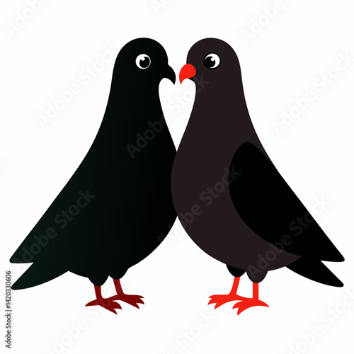 Love pigeons vector art illustration