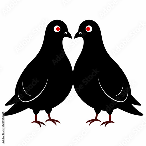 Love pigeons vector art illustration