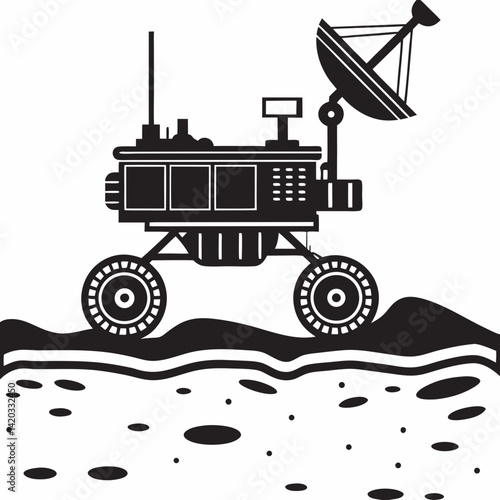 mars-exploration-vehicle-black-and-white