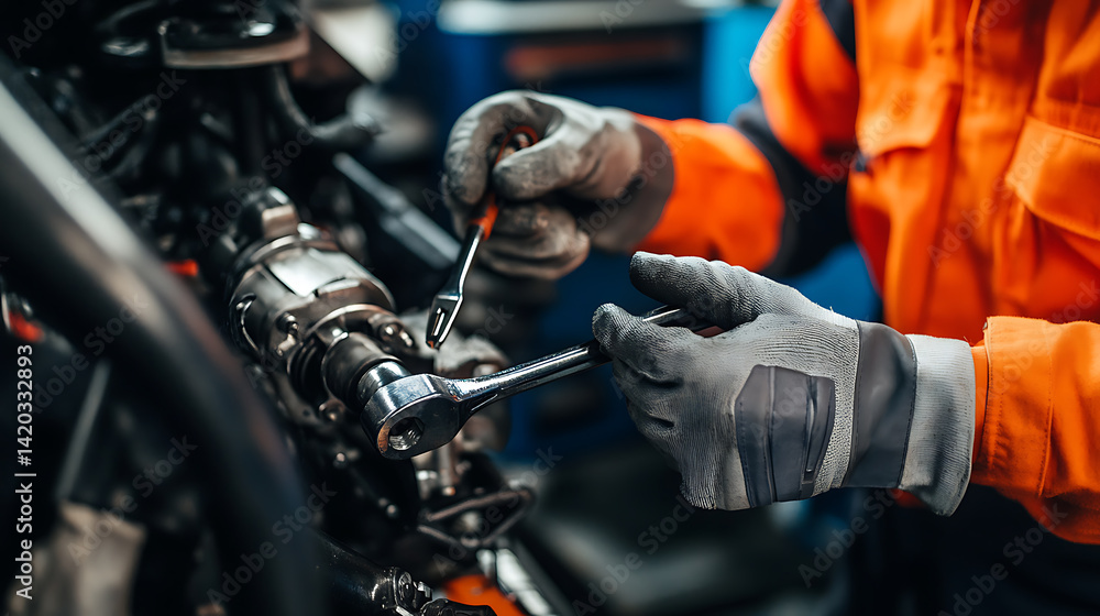 Technician repairing a robotic arm used for lithium ore extraction. Featuring technical repair and equipment precision Technician repairing a robotic arm used for lithium ore extraction. Featuring technical repair and equipment precision