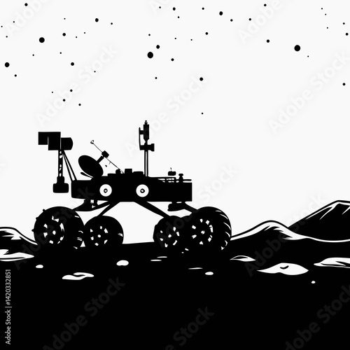 mars-exploration-vehicle-black-and-white