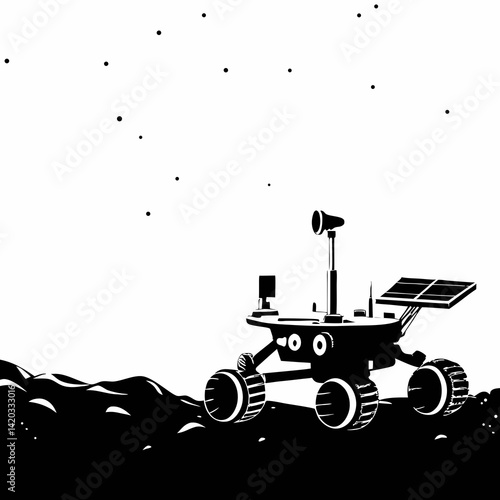 mars-exploration-vehicle-black-and-white