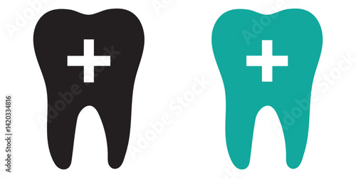 Tooth icon set. Dentistry symbol. Medical sign. Dentalhealth. Tooth sign. Clean tooth. vector illustration on white background