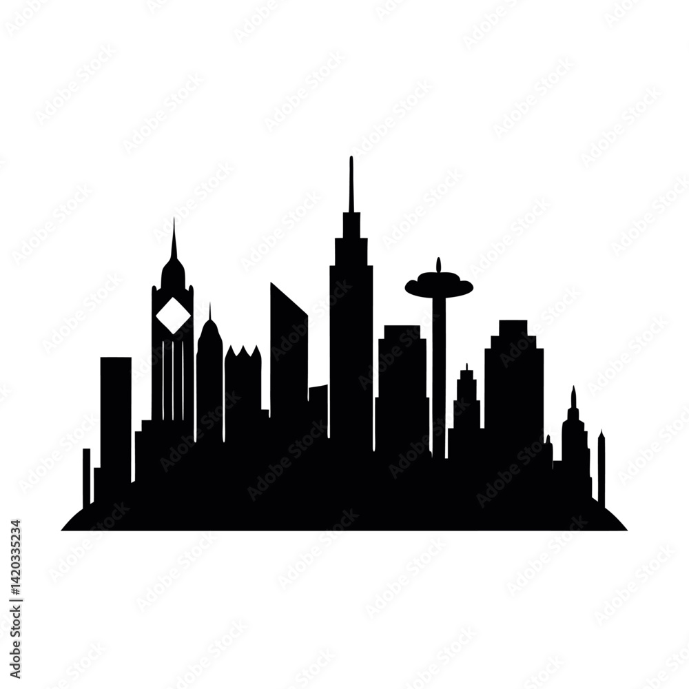 skyline black vector silhouette with white background skyline black vector silhouette with white background