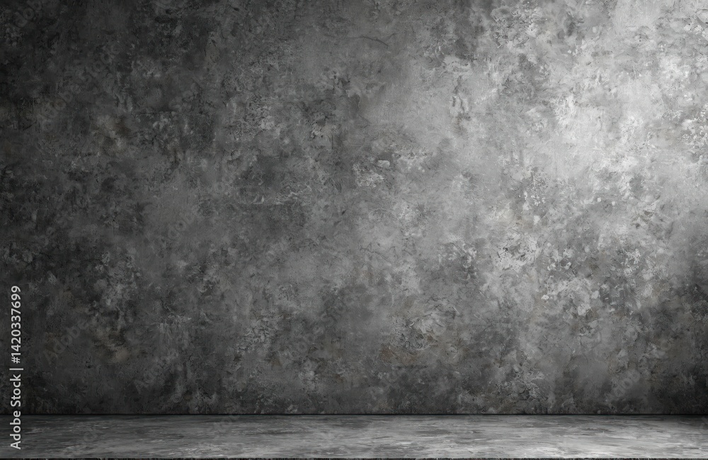 Stone wall backdrop studio portrait background. Grunge grey texture. Concrete, cement surface, textured backdrop. Blank canvas or backdrop for photography, product shots, portraits, fashion, style.