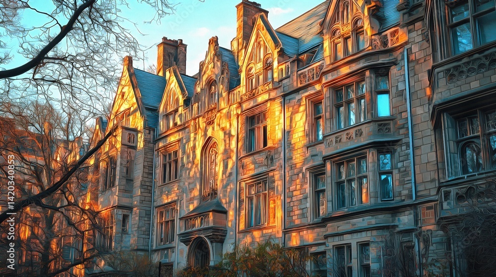 Obraz premium College building in Renaissance style architecture in an urban environment cityscape