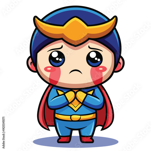Sad superhero character