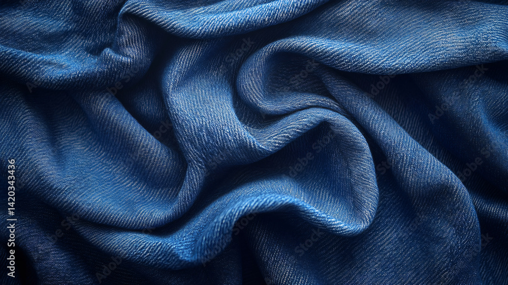 Elegant blue fabric texture studio close-up textile photography soft lighting aesthetic detail Elegant blue fabric texture studio close-up textile photography soft lighting aesthetic detail