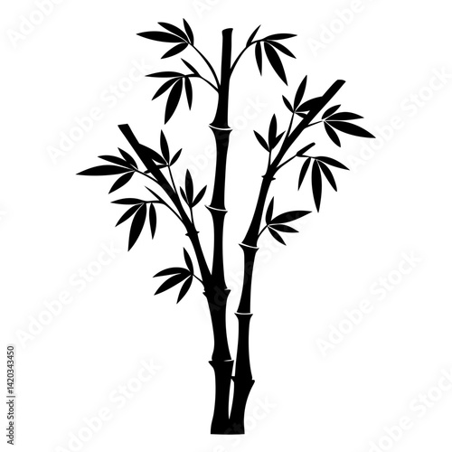 Elegant Silhouette of Bamboo Stalks and Leaves, Representing Zen Garden Style