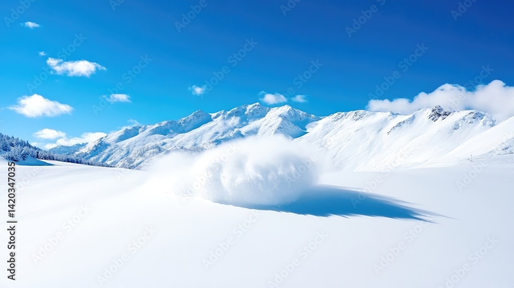 Snowy mountain landscape with fresh powder Snowy mountain landscape with fresh powder