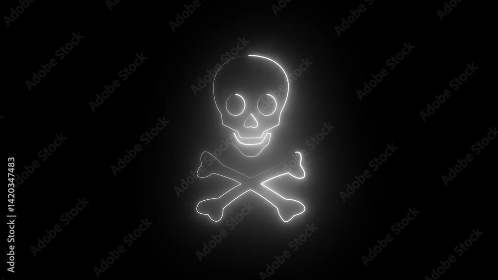 Neon danger icon concept 4k animation video . Warning skull symbol. Death attention, and danger parson icon. neon line danger animated isolated on black background. Neon danger icon concept 4k animation video . Warning skull symbol. Death attention, and danger parson icon. neon line danger animated isolated on black background.
