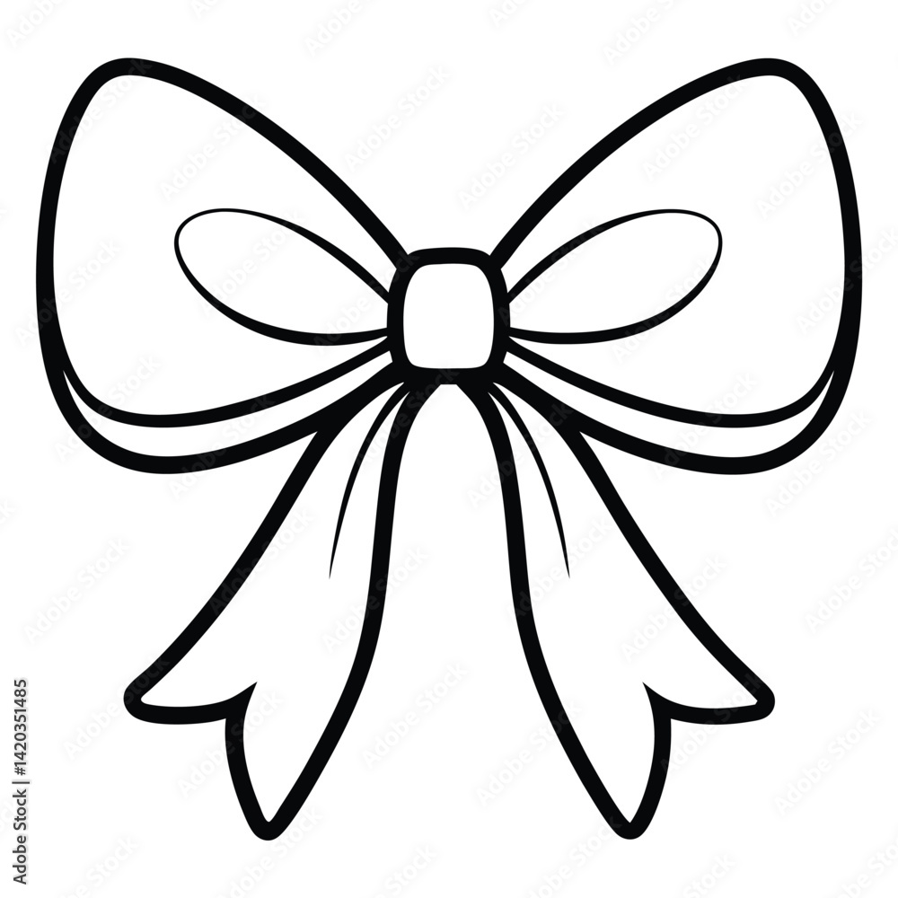 Simple Black and White Outline Drawing of a Bow Simple Black and White Outline Drawing of a Bow