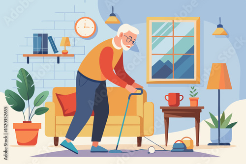 Senior Man Installing Fall Prevention Devices At