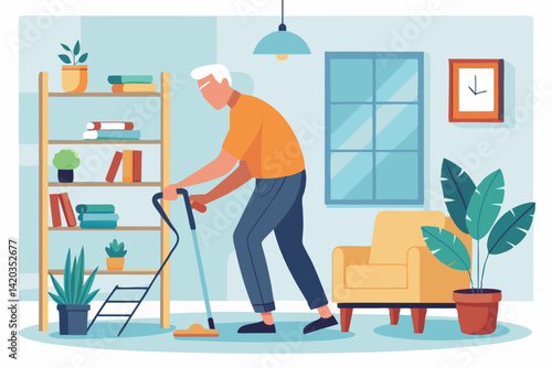 Senior Man Installing Fall Prevention Devices At H1